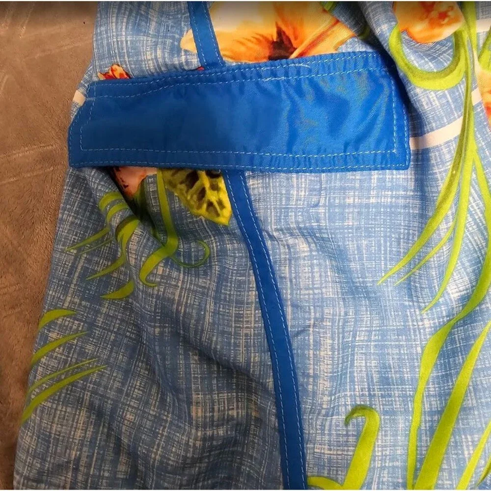 OP Board Shorts Mens Large Blue Tropical Hibiscus Floral Mesh Lined Swim Trunks